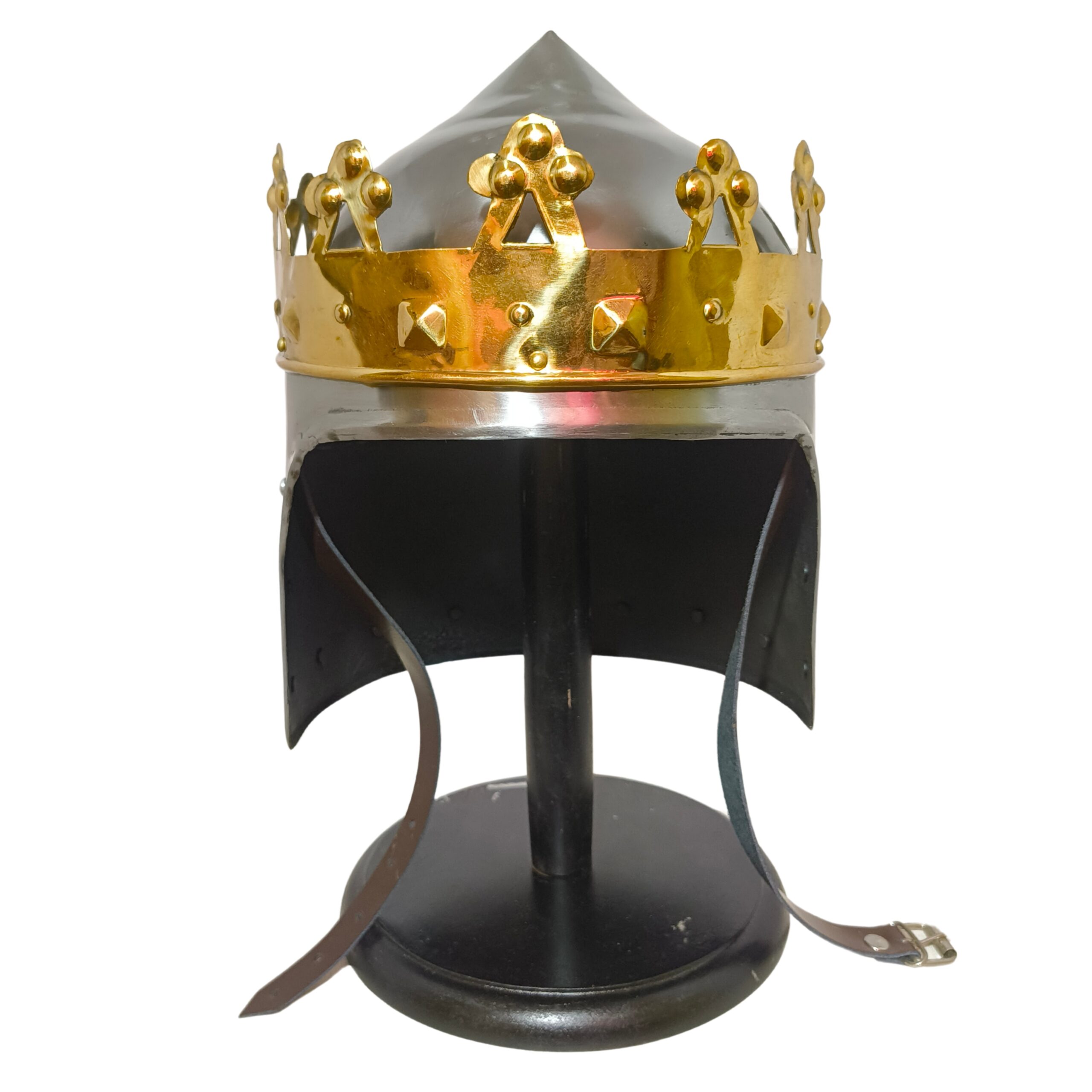Medieval King Crown Helmet | Knight Armor Helmet with Golden Crown | Collectible for Cosplay, LARP, Renaissance & Home Decoration