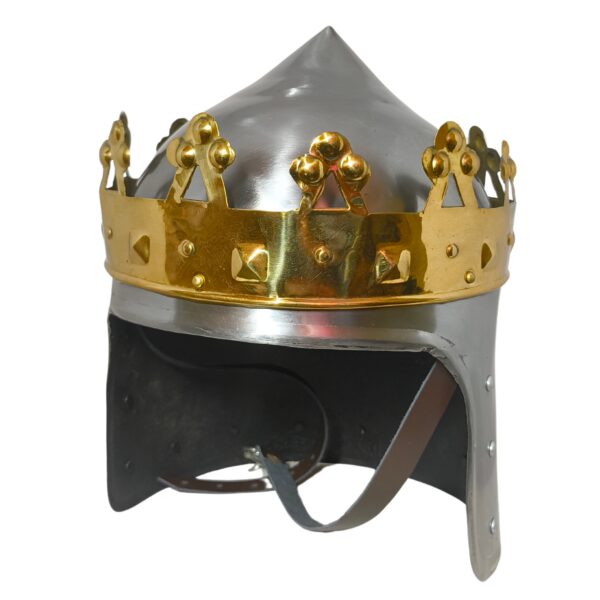 Medieval King Crown Helmet | Knight Armor Helmet with Golden Crown | Collectible for Cosplay, LARP, Renaissance & Home Decoration - Image 4