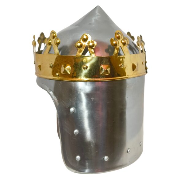 Medieval King Crown Helmet | Knight Armor Helmet with Golden Crown | Collectible for Cosplay, LARP, Renaissance & Home Decoration - Image 3