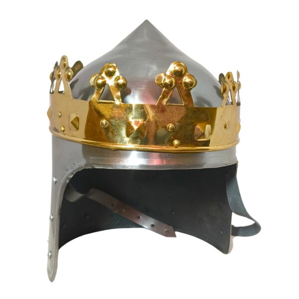 Medieval King Crown Helmet | Knight Armor Helmet with Golden Crown | Collectible for Cosplay, LARP, Renaissance & Home Decoration - Image 2
