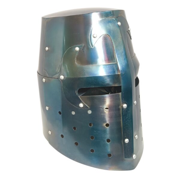 Medieval Knight Crusader Helmet | Steel Great Helm with Cross Design | Collectible Armor for Cosplay, LARP & Home Décor - Image 2