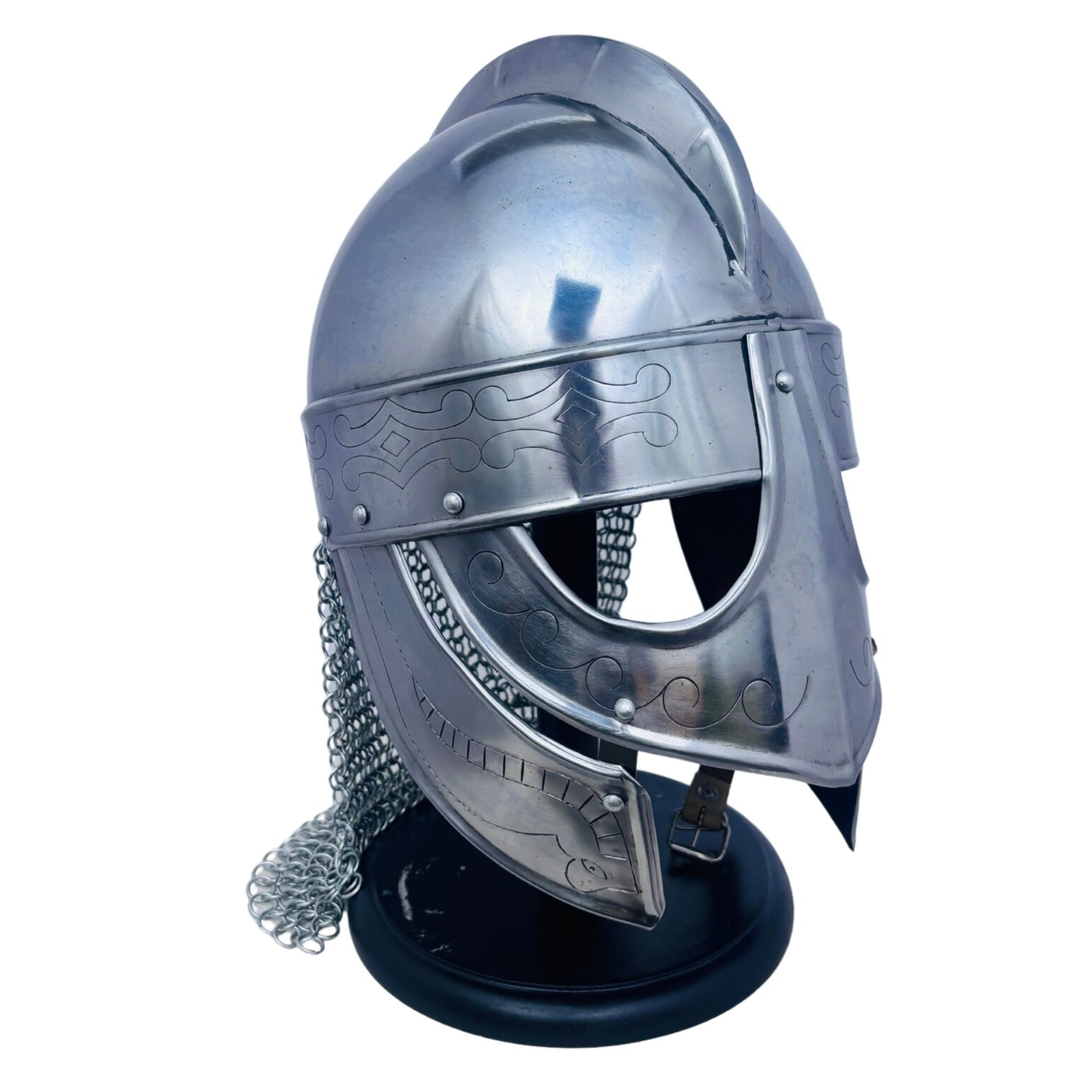 Medieval Viking Style Helmet with Face Guard & Chainmail